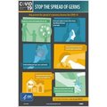 Nmc Poster, COVID19 STOP THE SPREAD OF GERMS, Unrippable Vinyl 015, English, 18 H x 12 W in PST139C
